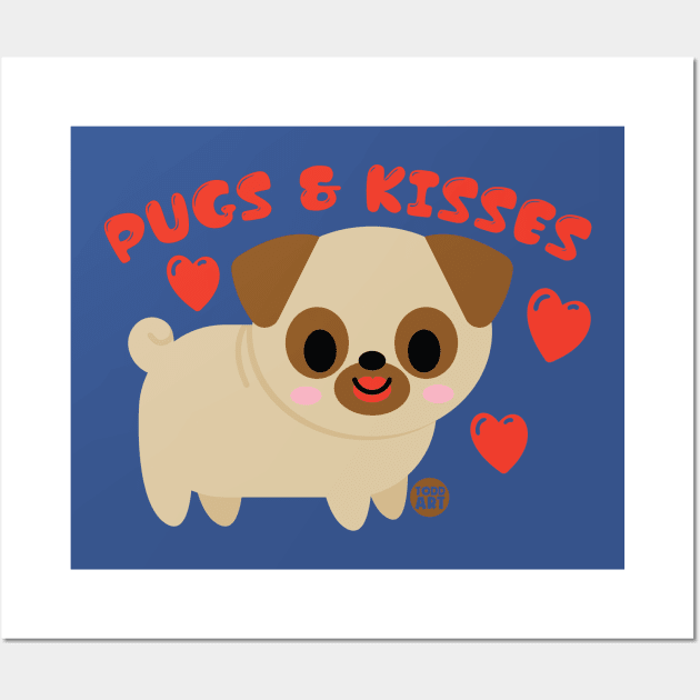 PUGS AND KISSES Wall Art by toddgoldmanart